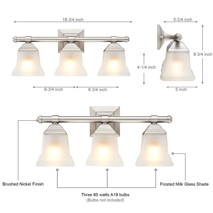 Charlton Home® Frankton 3 - Light Dimmable Vanity Light & Reviews | Wayfair