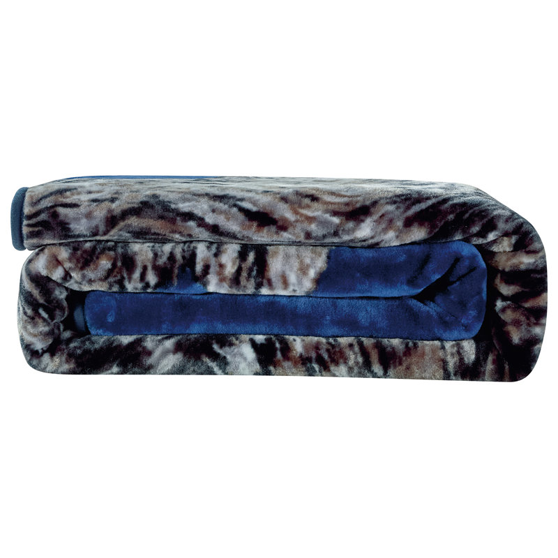 King Size Blue Faux Mink Reversible Wolf Blanket