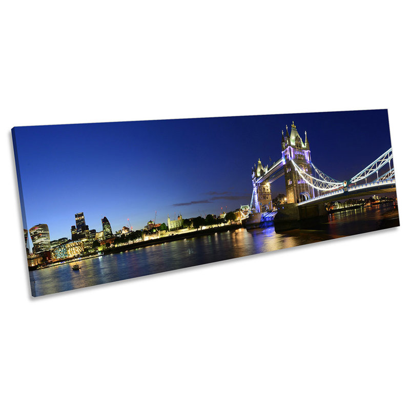 River Thames London City Skyline - Wrapped Canvas Panoramic Art Prints, 45.72cm H x 137.16cm W