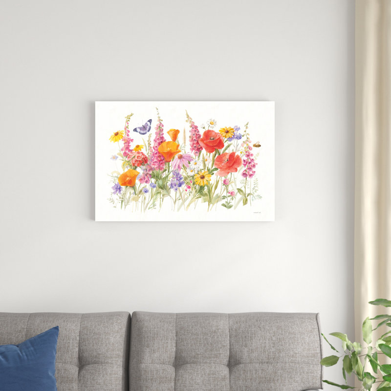 Fleurs sauvages en fleurs I, H 30 po x l 20 po x P 1,25 po