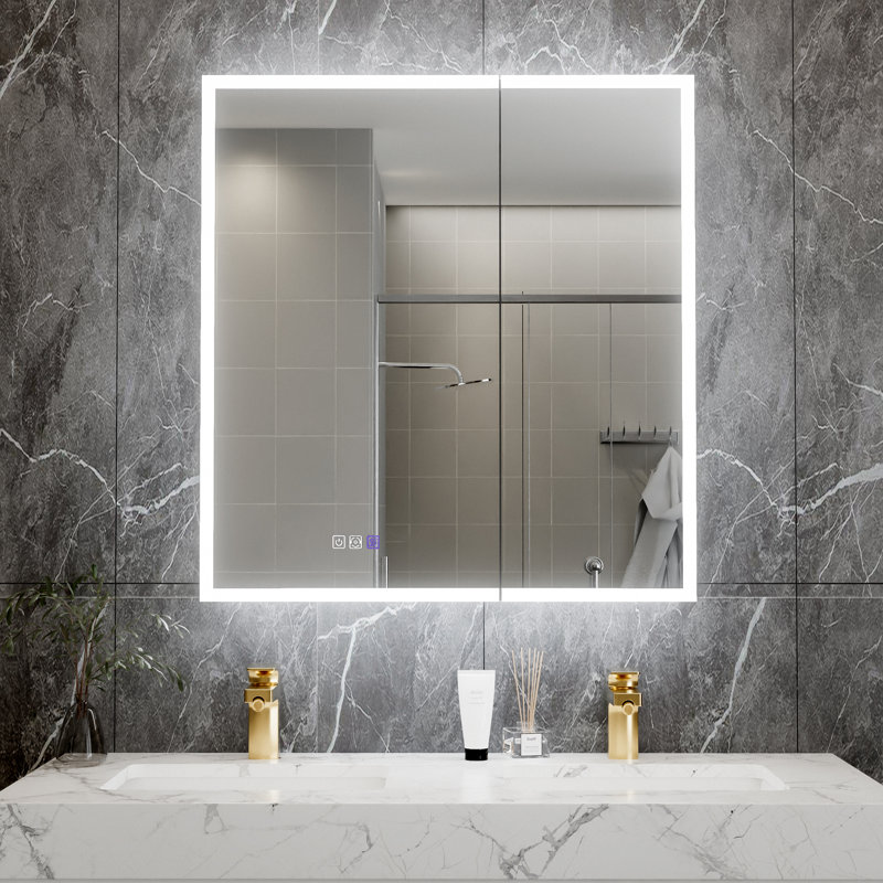 30" X 32" LED Lighted Medicine Cabinet With 5X Magnifying Mirror, Dimmable & Adjustable Colour Temperature, Recessed/Surface Mount