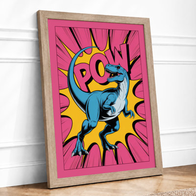Dinosaur Pow Pop Art - Framed Print