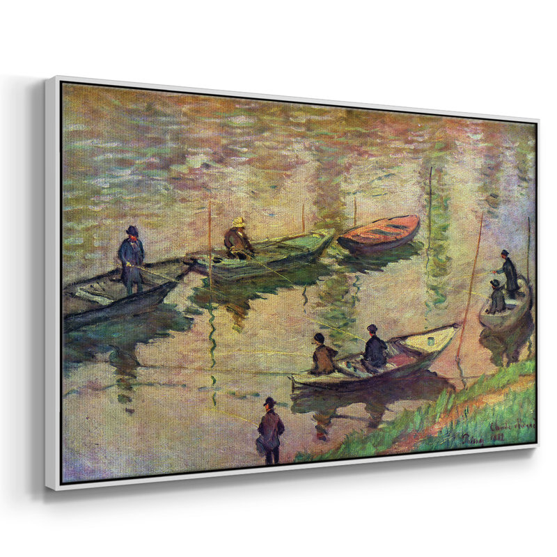 "Fishermen on the seine at poissy" par Claude_Monet, reproduction d'art sur toile, H 25 po x l 17 po x P 2 po, Blanc