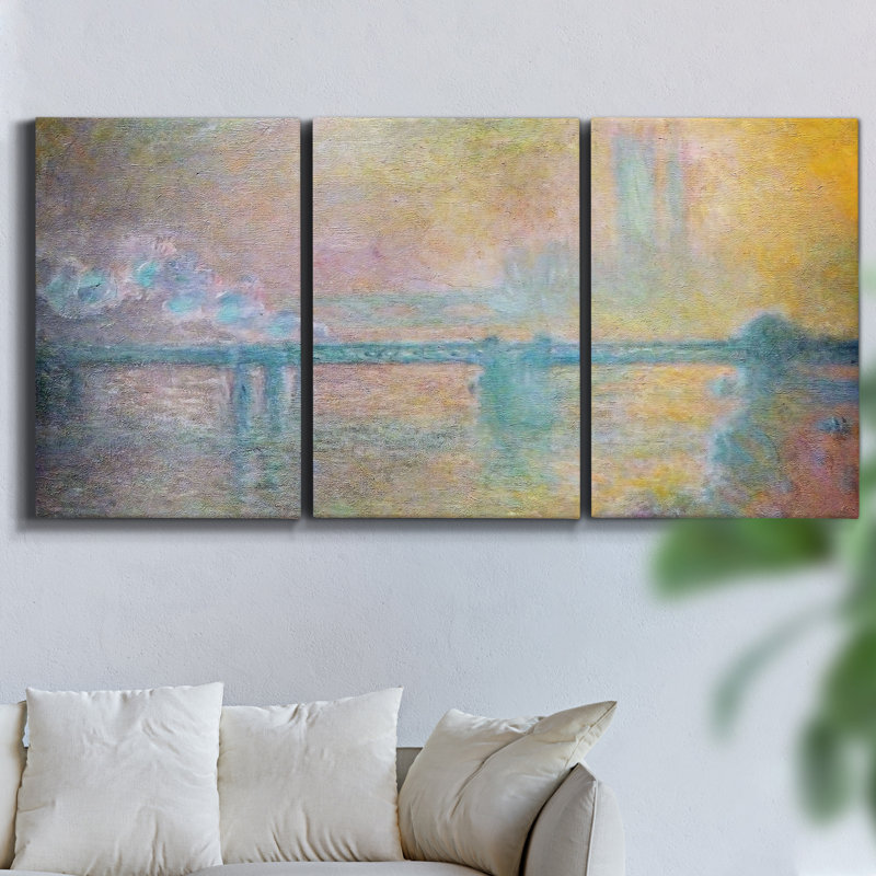 " The Rocky Cliffs Of Étretat " by Monet 3 - Pieces, 27" H x 54" W x 2" D