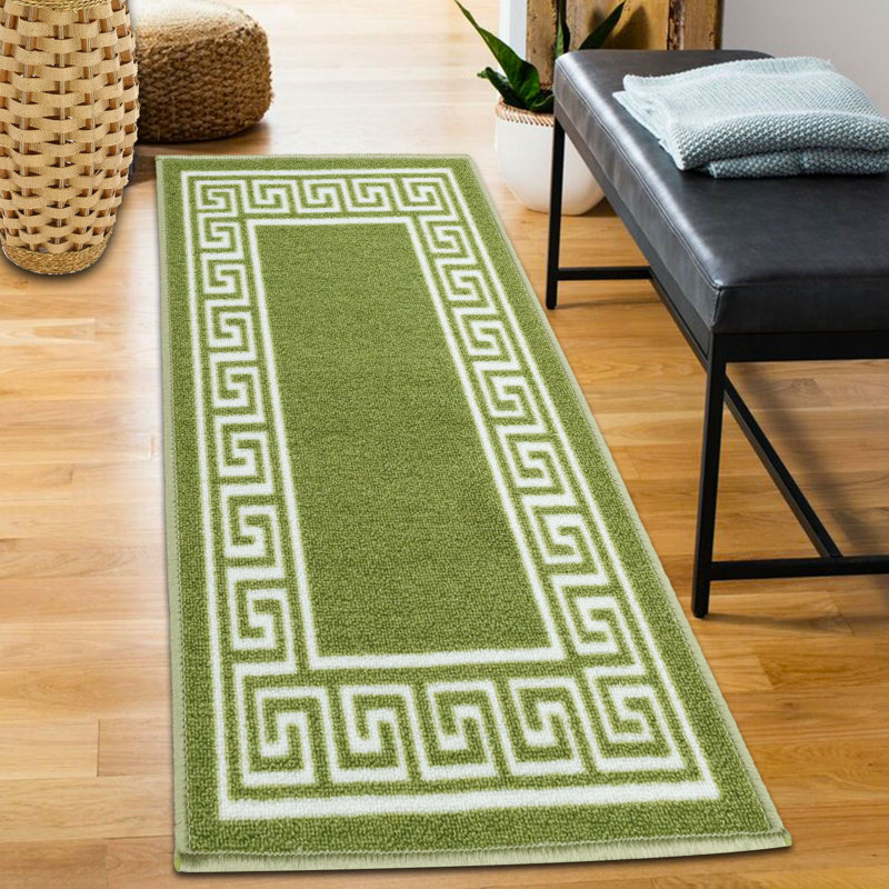 Anais Kitchen Mat, Rectangle 80 x 300cm, Green/Cream