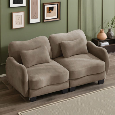 Curved Loveseat Sofa with Lumbar Pillows
