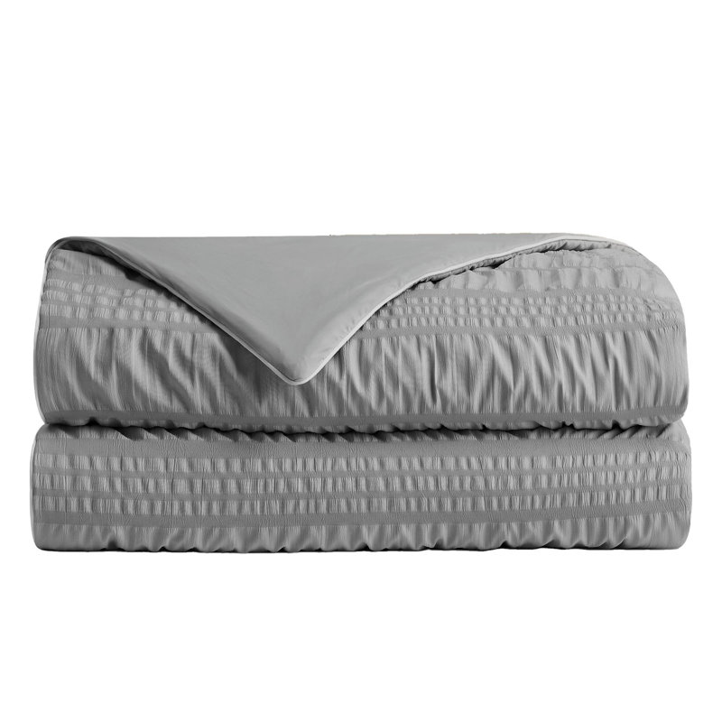 Lightweight Comforter Seersucker Summer Quilt Breathable Summer Blanket Cooling Comforter, Queen Comforter, Dark Gray