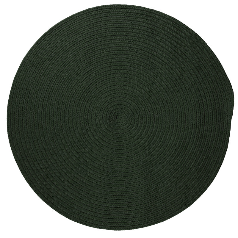 Tapis vert foncé tressé Shepler, Rond 5 pi
