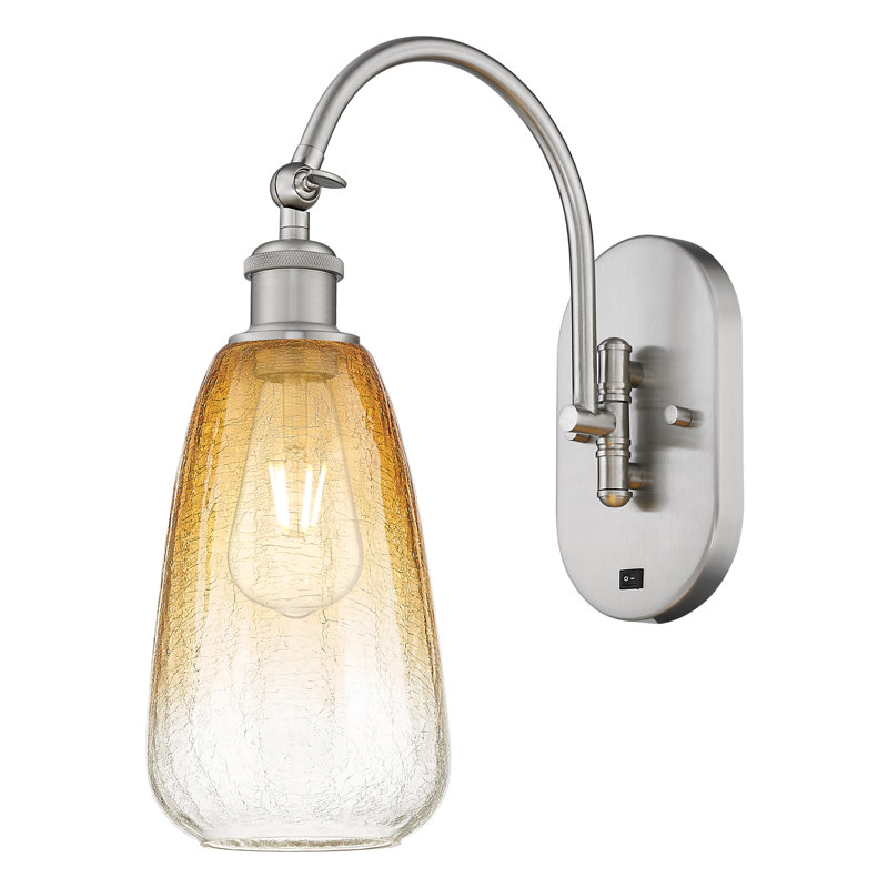Applique murale pivotante 1 lumière Ballston - Alleva, Ambre, Nickel satiné brossé