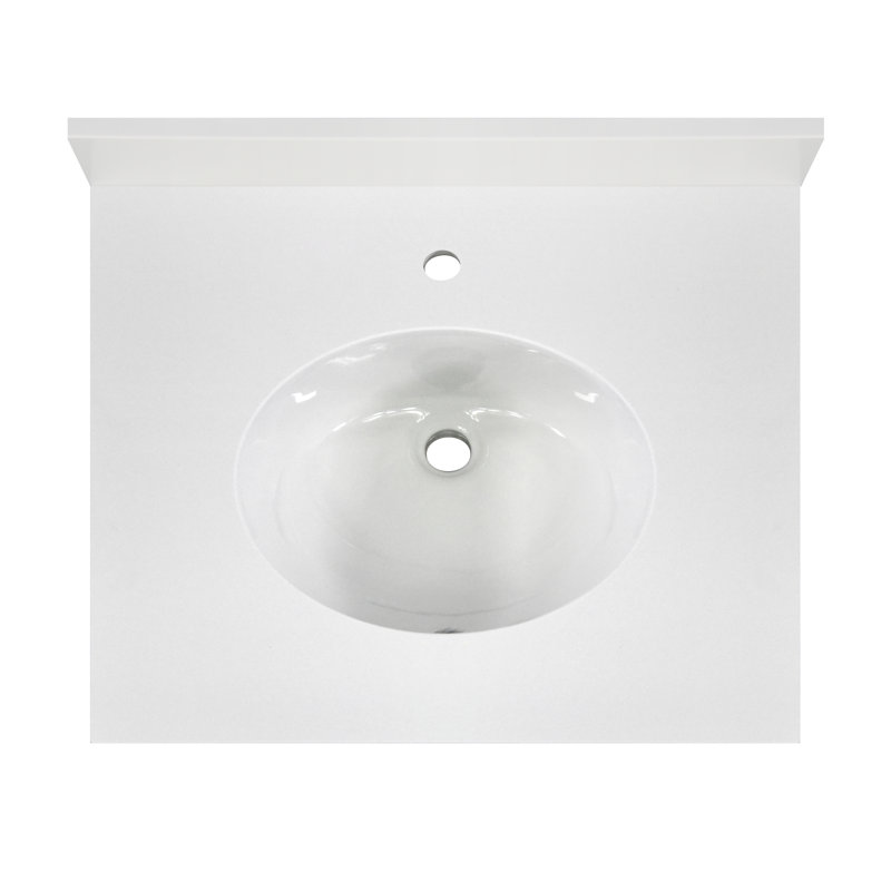 25'' Morning Frost Quartz Vanity Top with Vitreous China Sink