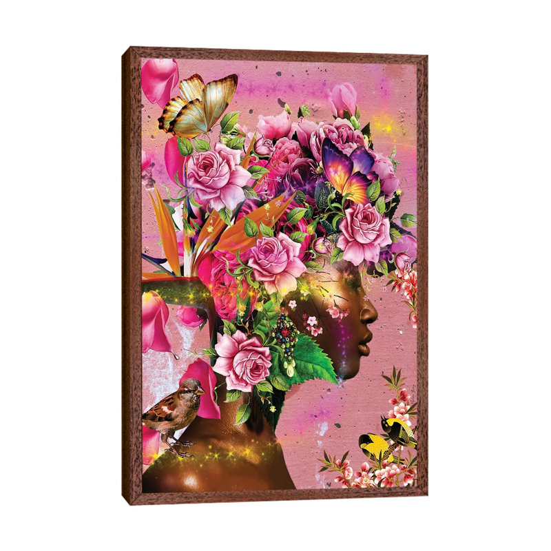 In Full Bloom by Yvonne Coleman Burney - Print on Canvas, 66.04 cm H x 45.72 cm W, Classic Brown Wood Framed