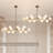 Mandre 16-Light Modern Sputnik Linear Chandelier, Brushed Gold Statement Globe Pendant for Dining Room or Kitchen Island