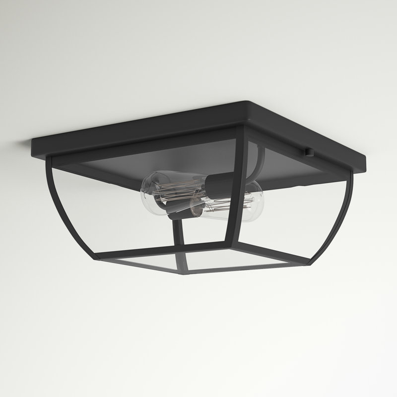 Granville Bronze and Glass 2-Light Flush Mount