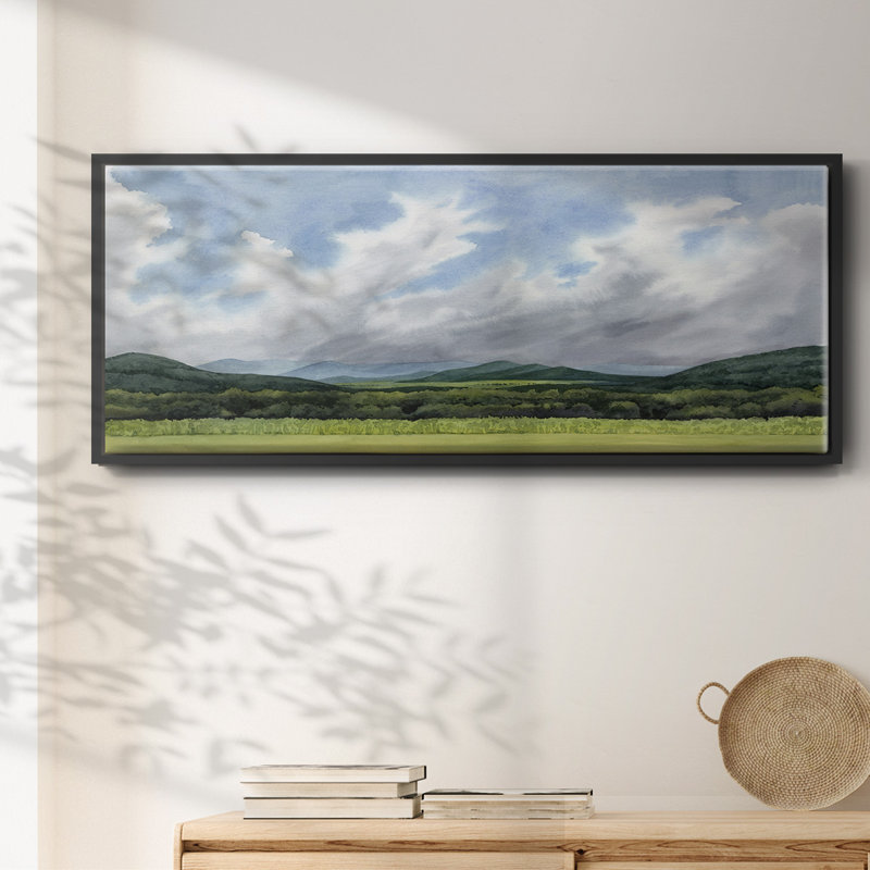 Sapphire Mountains III - reproduction de cadre flottant sur toile, Noir, H 20 po x l 50 po x P 1,5 po