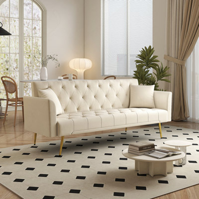 Canapé-lit moderne convertible pliable de 72 pouces avec un design capitonné pour un confort peu encombrant et un style rétro.