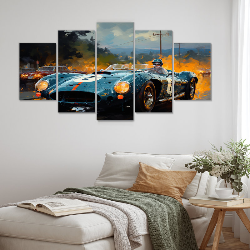 Ensemble d'art mural jaune et noir rétro Grand Racing