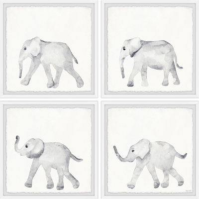 «Mize Baby Elephant exercise», ensemble de 4 reproductions encadrées