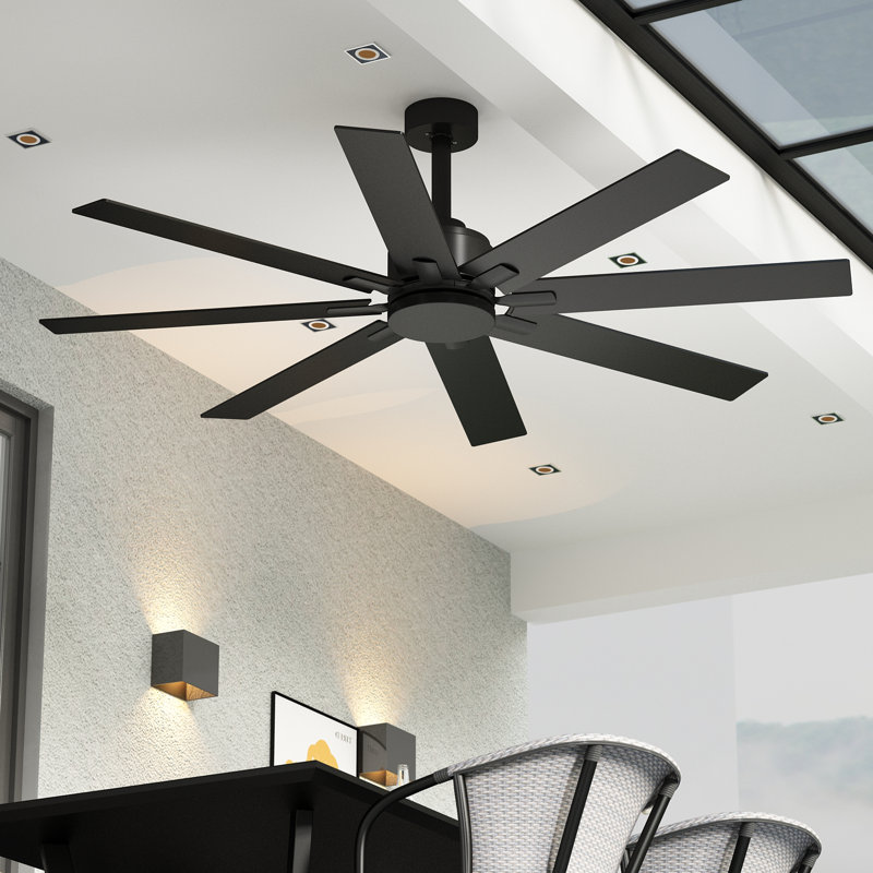 Ventilateur de plafond standard à 8 pales 64 "avec télécommande, Noir noyer