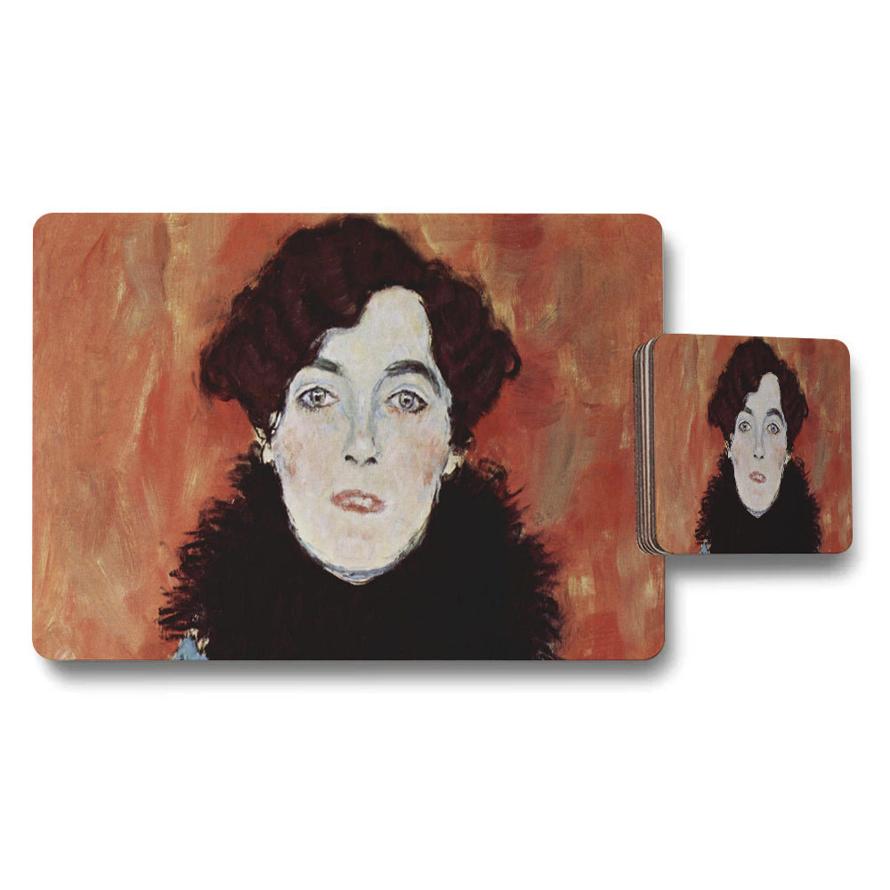 Portrait of a Woman Art Placemat and Coaster Set for Table Decor