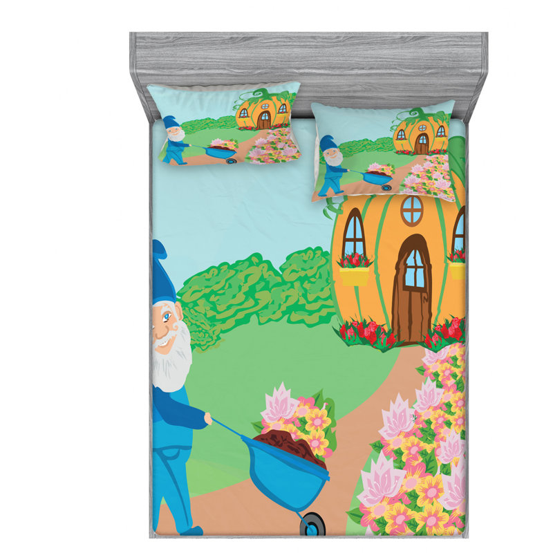 Gnome Microfiber Sheet Set, Queen Sheet Set with Fitted Sheet
