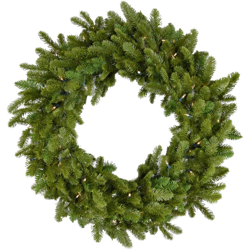 Couronne de Noël artificielle Grandland de 122 cm (48 po) pour intérieur/extérieur couvert, avec lumières DEL transparentes, fonctionne sur piles