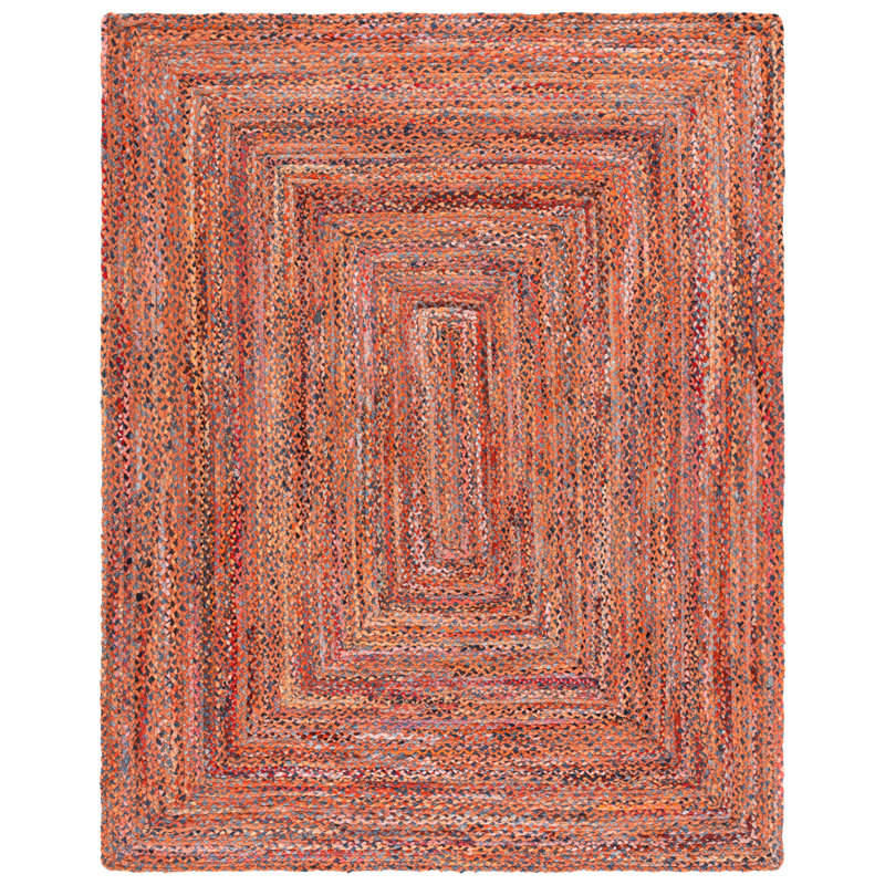 Braided Hand Woven Cotton Solid Color Indoor Rug, Rectangle 8' x 10'