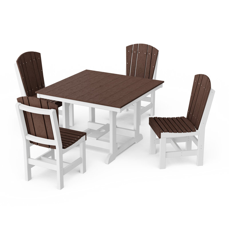Heritage 5-Piece Side Chair Square Dining Set, Lime Green/White