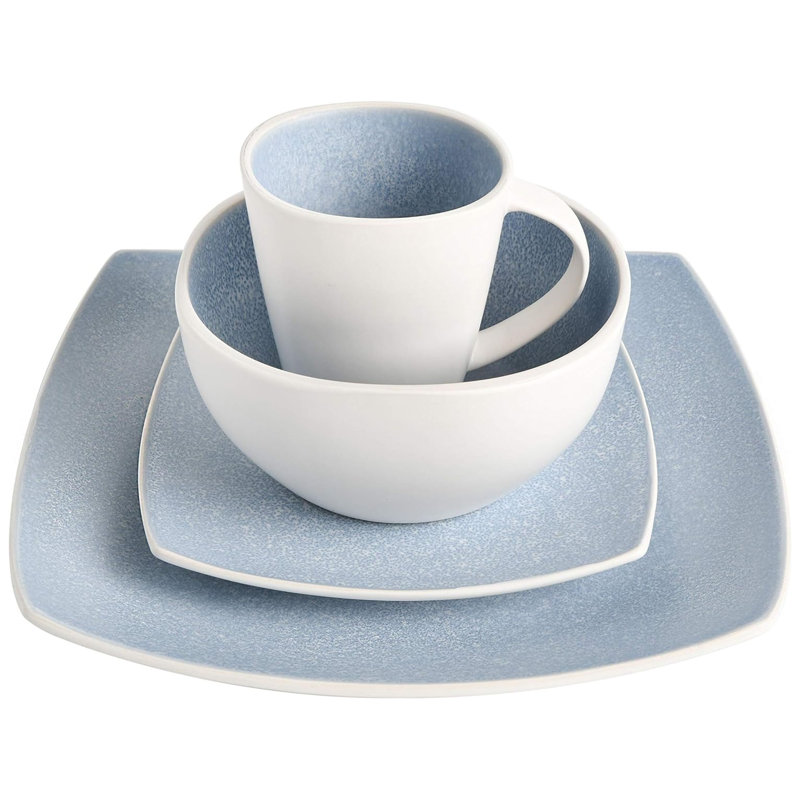 Gibson Elite Stoneware Dinnerware Set - Service for 4, Aqua Blue