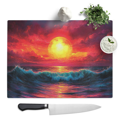 Sunset Portrait  Glass Chopping Board