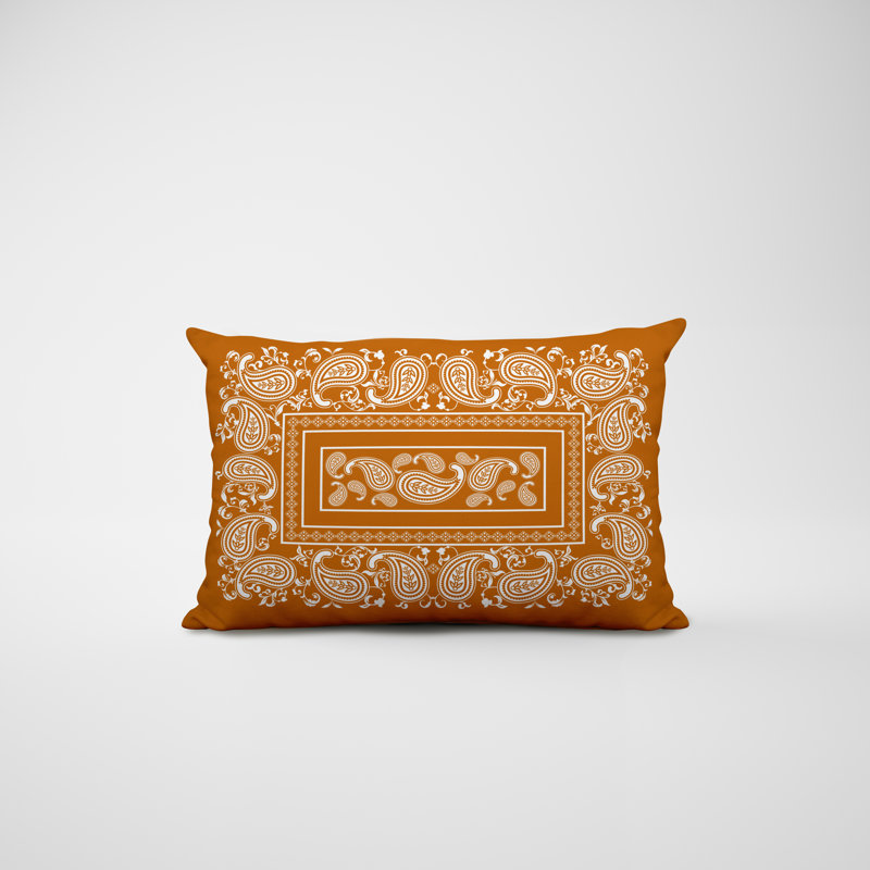 Paisley Outdoor Reversible Throw Pillow, Orange