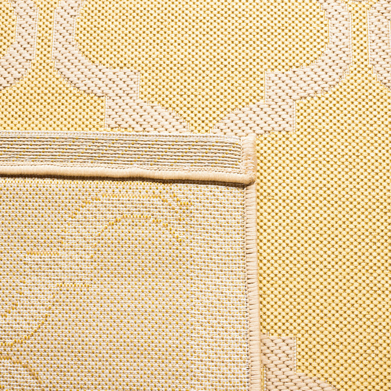 Tapis intérieur / extérieur jaune / beige Arneshia, Rectangle 5 pi 3 po x 7 pi 7 po