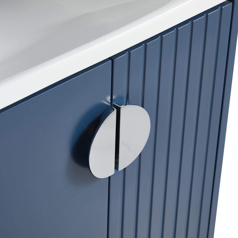 Ensemble de meuble-lavabo simple 24 po Saimah, Bleu marine, Chrome poli