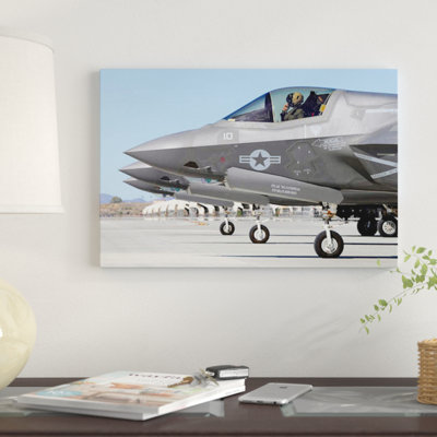 Three F-35B Lightning IIs At Marine Corps Air Station Yuma, Arizona by Riccardo Niccoli - Gallery-Wrapped Canvas Giclée on Canvas
