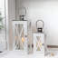 Ensemble de 2 lanternes décoratives en bois avec anneau en argent (blanc)