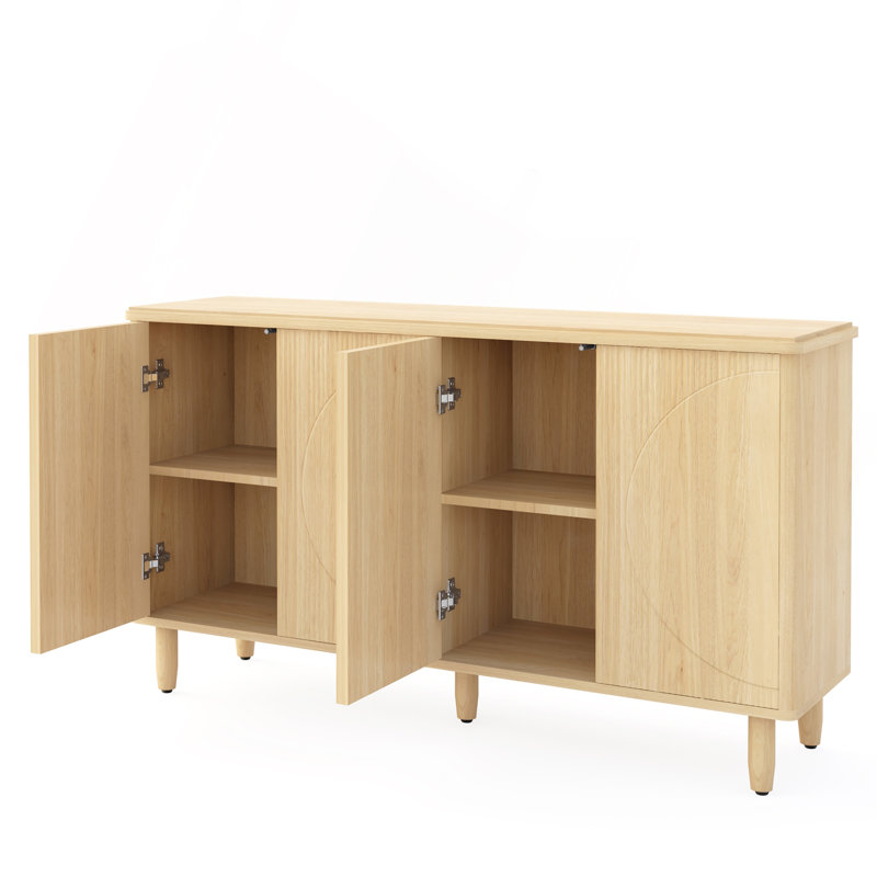Buffet 59,74 "moderne en noyer avec rangement, Noyer