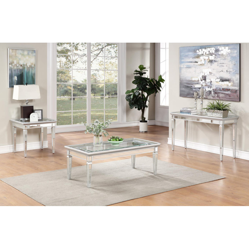 Silver/Mirror End Table