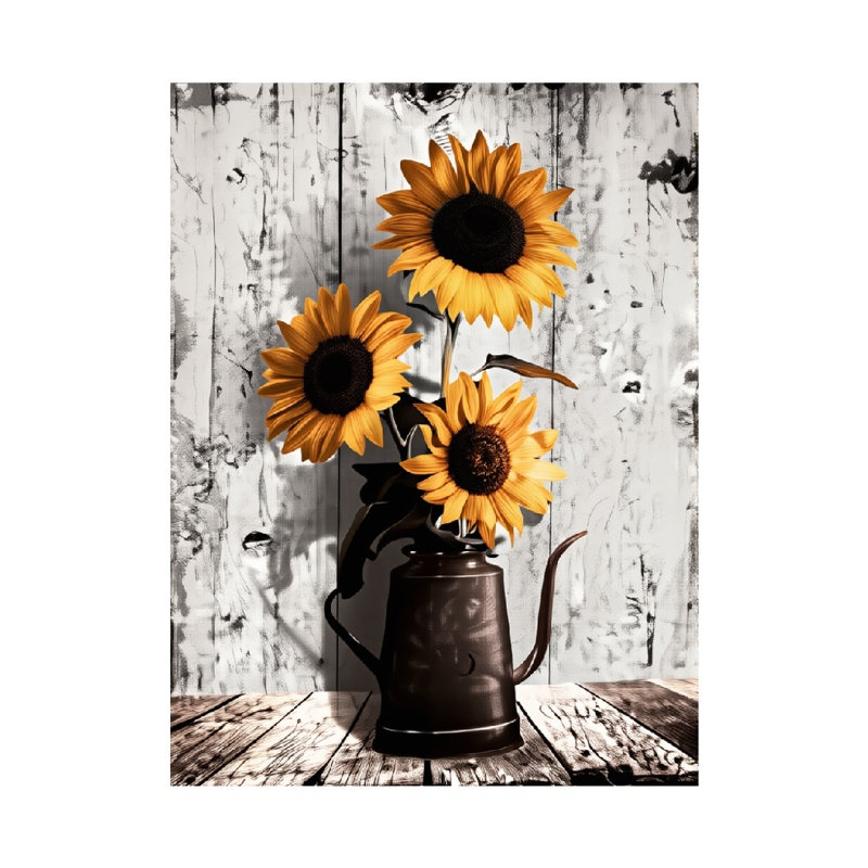 Rustic Yellow Sunflower Bouquet, Unframed, Wall Mural, 36L X 24W