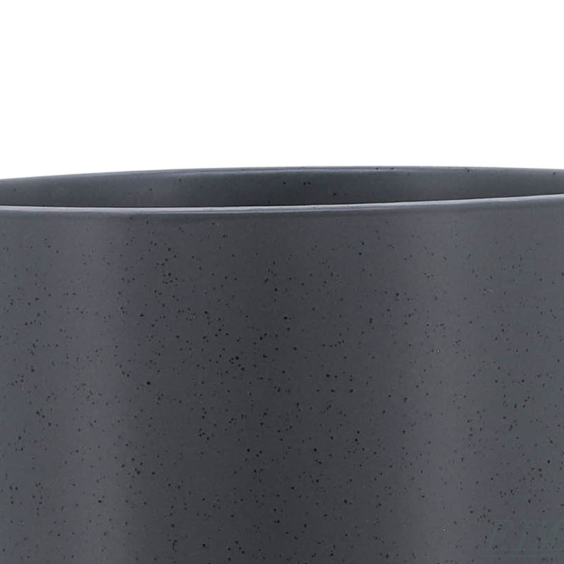 5" PLANTER W/ WOOD STAND, MATTE GRAY, H 9,08 po x l 8,08 po x P 8 po