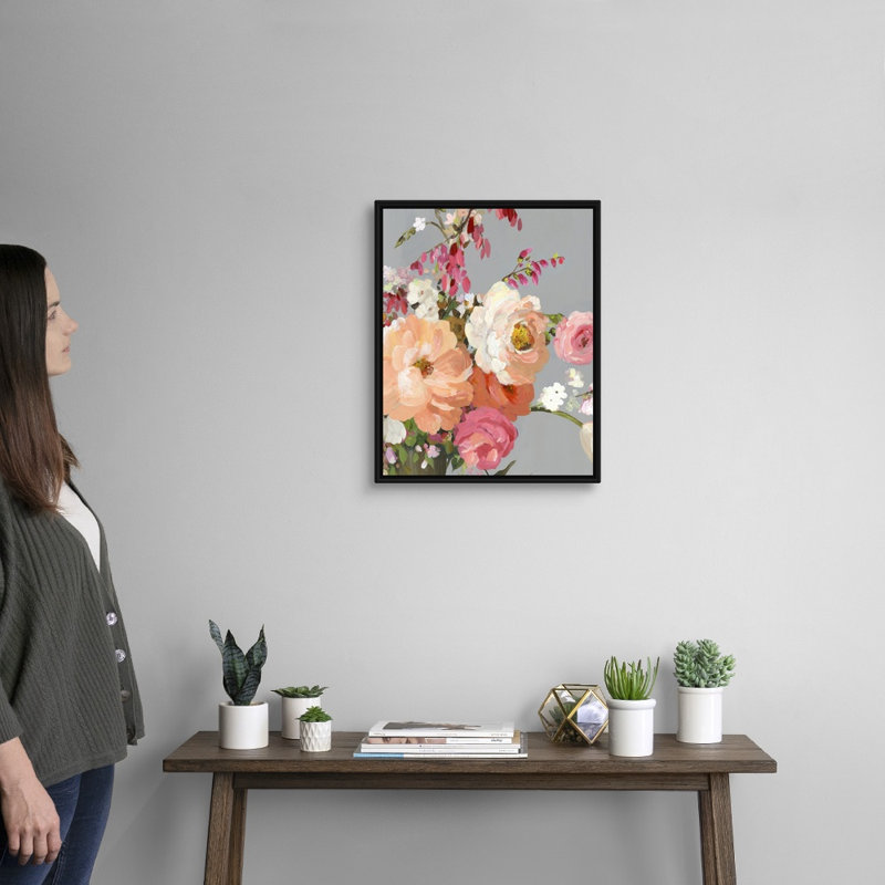 «Flower Story I» par Allison Pearce - reproduction d'art, Toile avec cadre noir, H 22 po x l 18 po x P 1,75 po