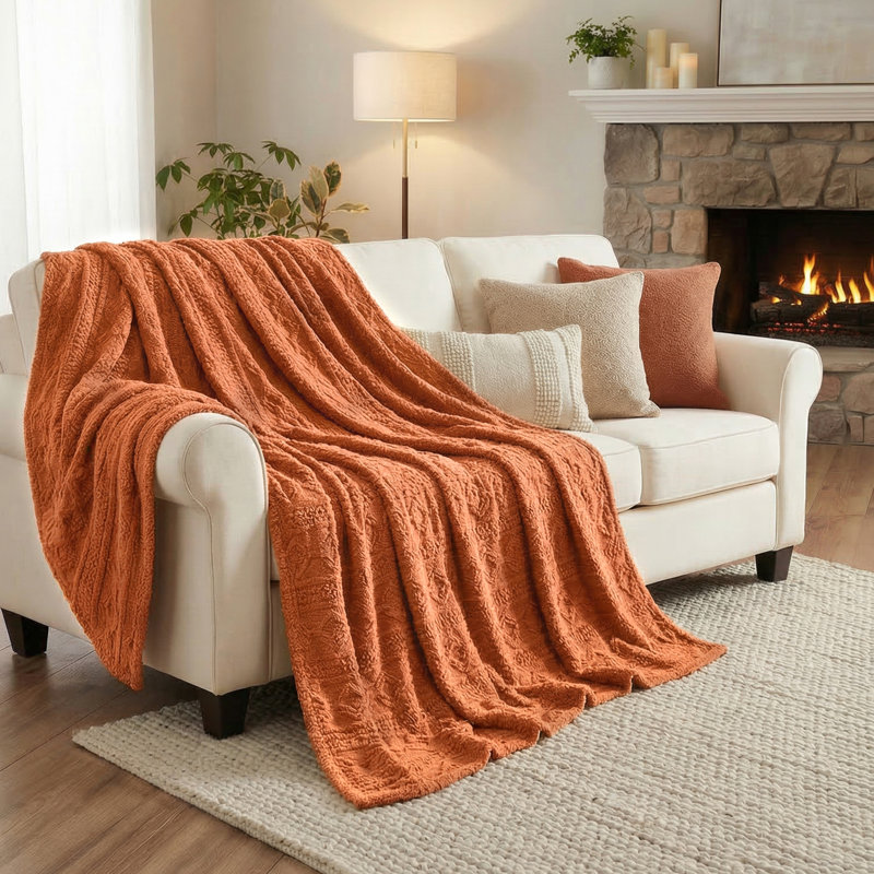 Literie moelleuse Boho, Très grand lit, Poussière d'orange
