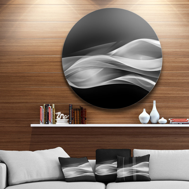 'Glittering Silver Pattern' Round fractal metal wall art print, 38" H x 38" W x 1" D