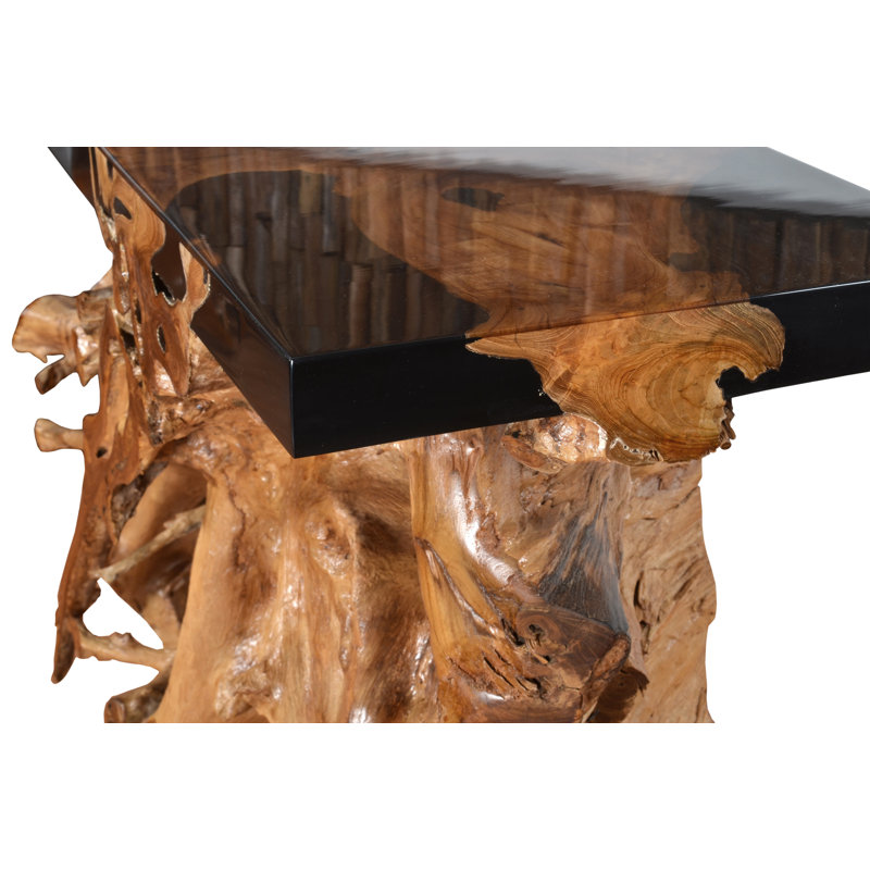 Artistic Floating Teak Root Console Table, Black/Brown, 31.5" H x 48" W x 18" D