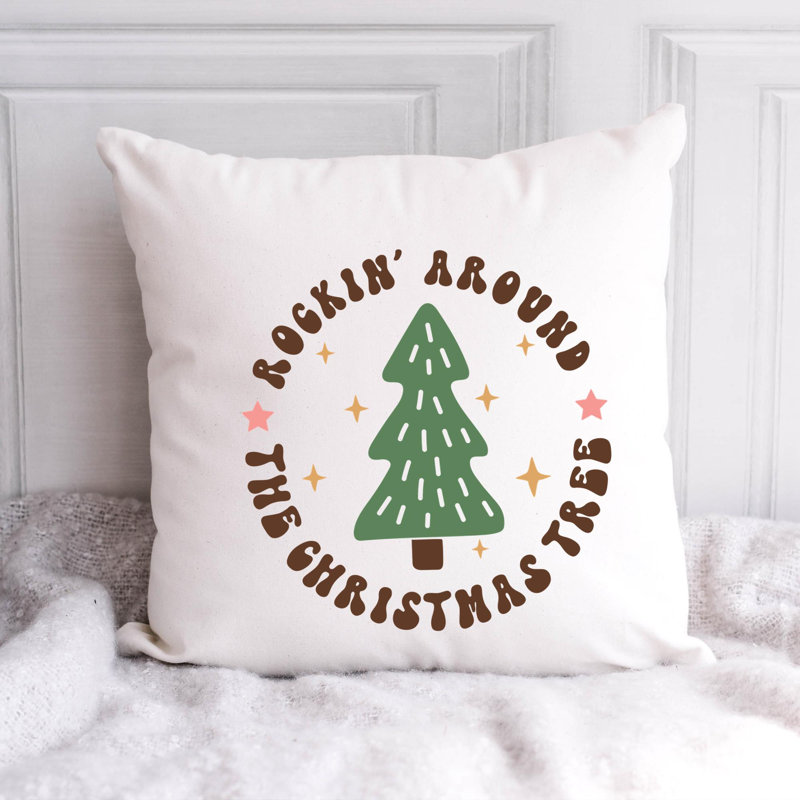 Christmas-03_4 Polyester/Polyester Blend Reversible Throw Pillow, 18" x 18"