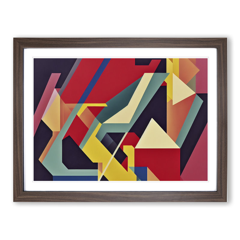 Abstract Shapes Vol.7 - Framed Print, 46cm H x 64cm W x 2cm D, Walnut Framed
