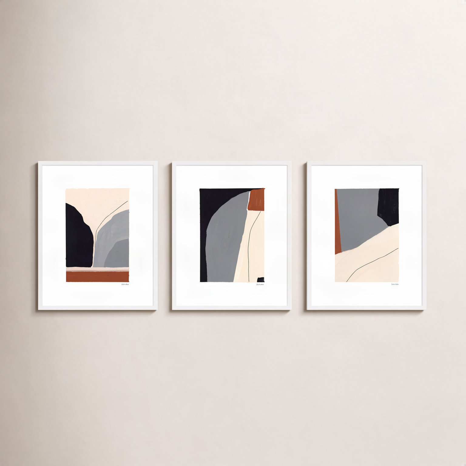 Transcendence. Set Of 3 by Andrea Stokes, 20" H x 16" W x 1.25" D, White Wood