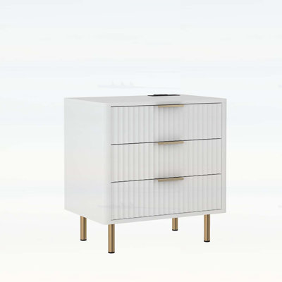 Smart Nightstand with Charging Station and Voice-Controlled Night Light