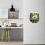 Horloge murale botanique en verre trempé, feuilles vertes et fleur blanche, horloge ronde, art mural moderne, horloge décorative, design minimaliste-133980738-133980763