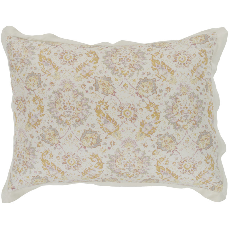 Mona Traditional Cotton Floral Duvet Cover, Twin Duvet Cover + 1 Standard Sham, Neutral/Gray/Orange