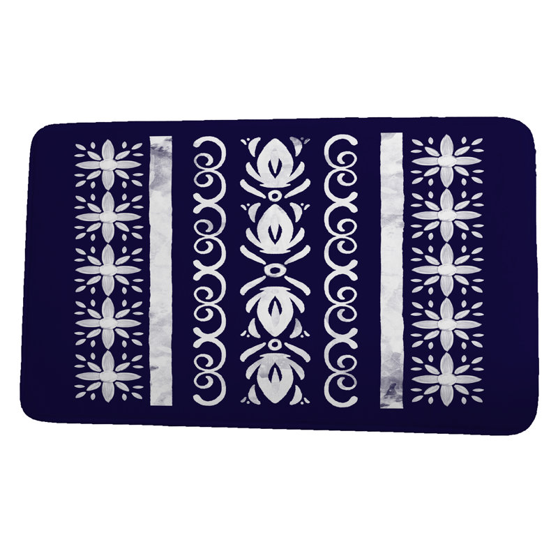 Loya Non-Slip Bath Mat, Navy Blue, 17" W x 24" L
