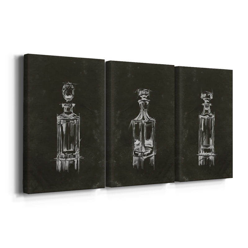Crystal Barware I - Toile tendue avec châssis sur mesure - 3 pièces, H 12 po x l 24 po, Impression sans cadre